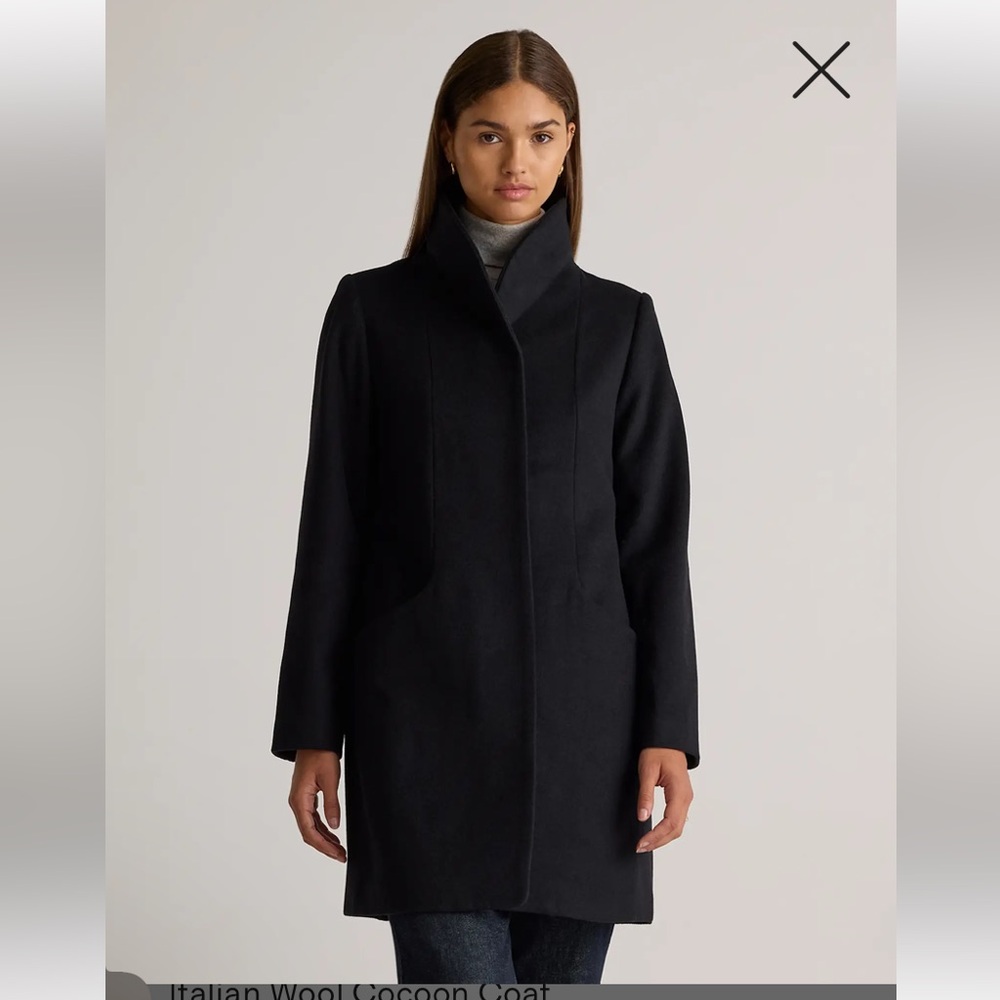 Quince Black Wool Cocoon Coat